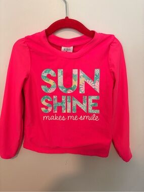 Kiko Girls' Pink 'Sunshine Makes Me Smile' Long Sleeve swim rash guard